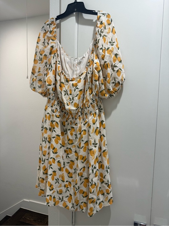 Reformation Dresses & Skirts - Reformation White Lemon-Print Mini Dress with Yellow and Green